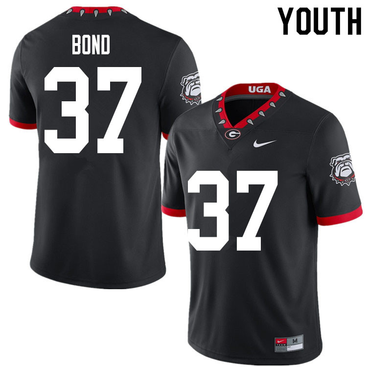 Georgia Bulldogs Youth Patrick Bond #37 Black 2020 Mascot 100th Anniversary Stitched College UGA Football Jersey 23DG016MB